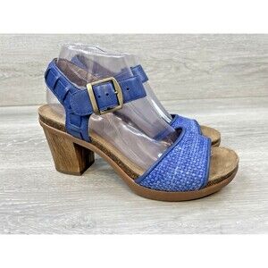 Dansko Debby Women's Blue Leather Sandal 7.5 Comfort Heel Adjustable Buckle